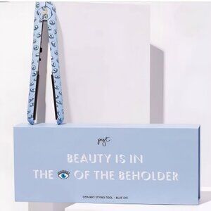 PYT ✦ Ceramic Flat Iron ✦ Blue Eyes Print 1" Plates 450°F Heat Salon-Grade NWT